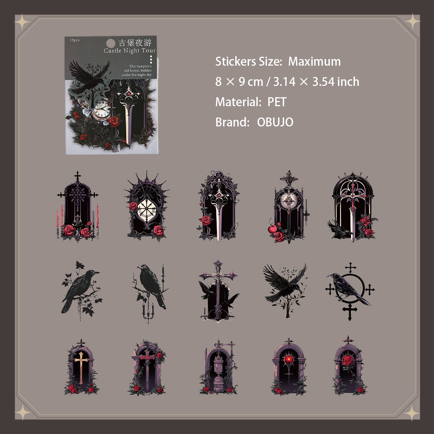 45 Pcs Gothic PET Stickers GBYY