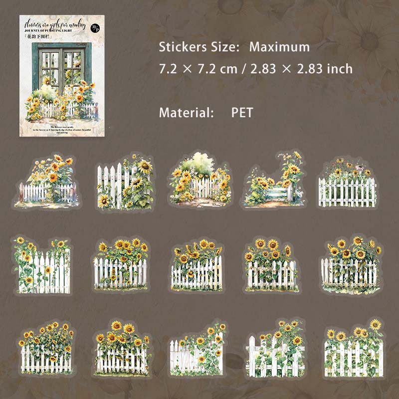 30 Pcs Sunflower Theme PET Stickers ZGZL