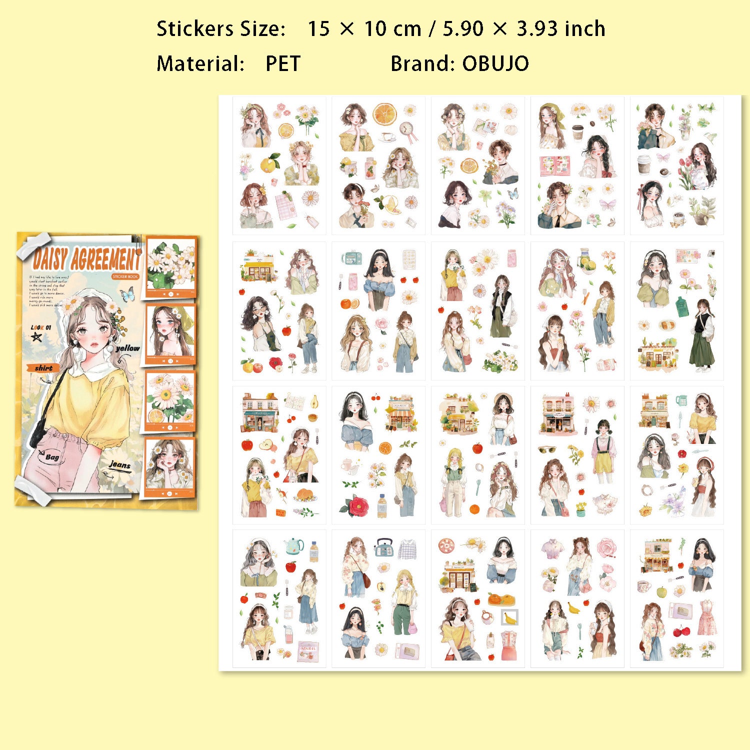 20 Pcs Flower Girl Boy Washi Stickers Book HYHS