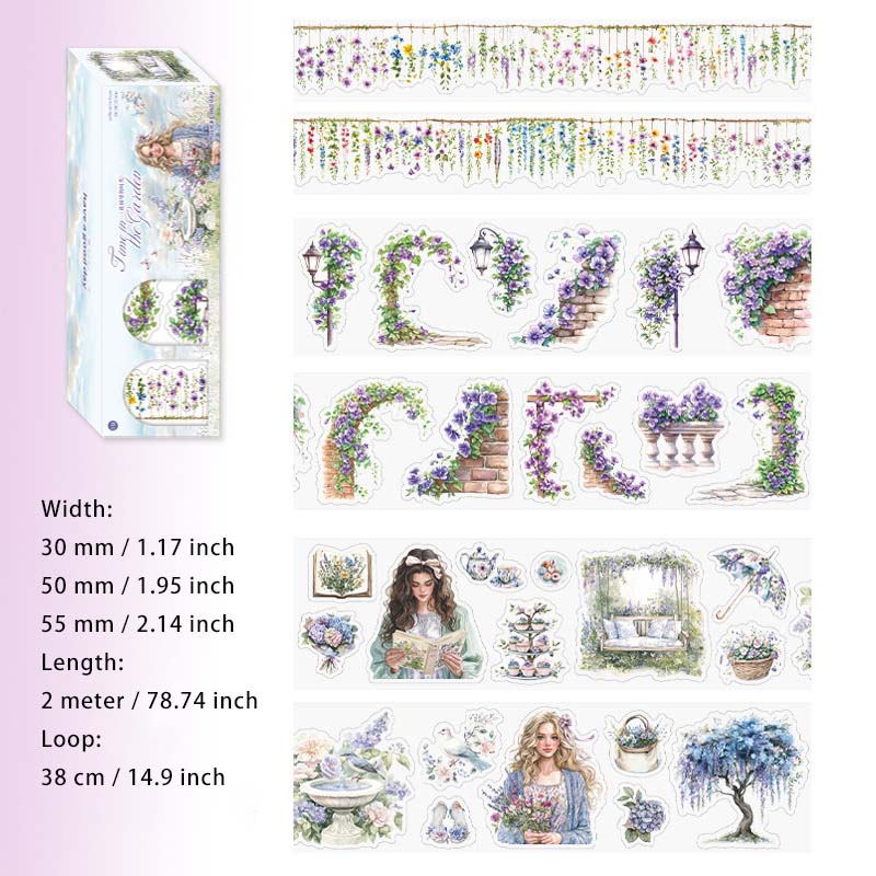 3 Rolls Garden Themed PET Stickers Tape Set HYLSG