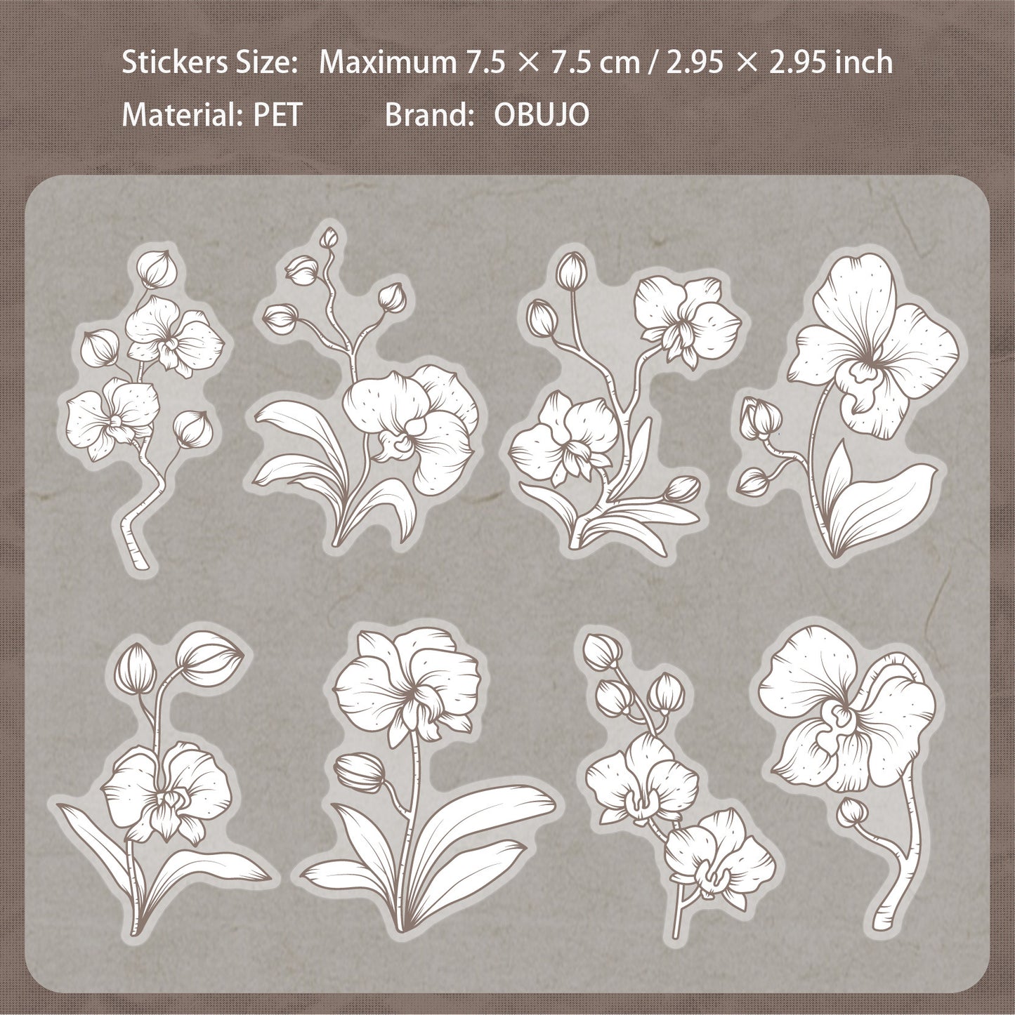 16 Pcs Vintage Flower PET Stickers HRXL