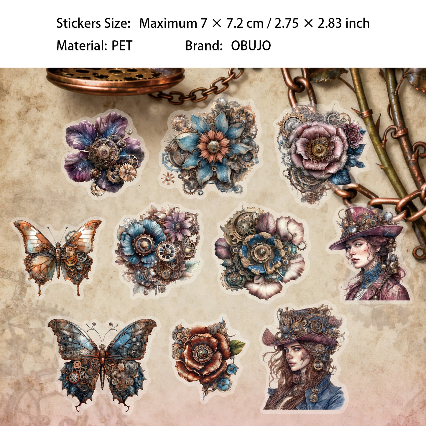 20 Pcs Age of Steam PET Stickers ZQSD