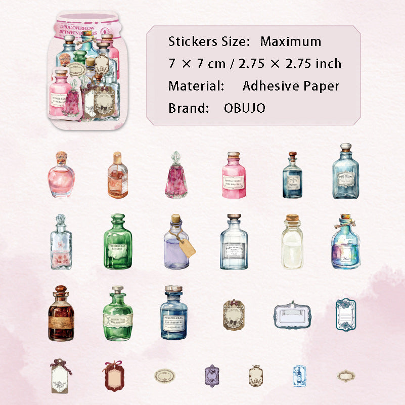 25 Pcs Bottle Themed Stickers PZGS