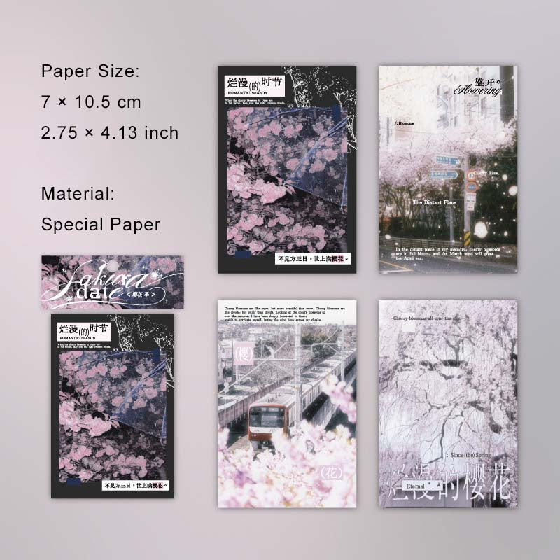 40 Pcs Sakura Theme Scrapbook Paper YHZY
