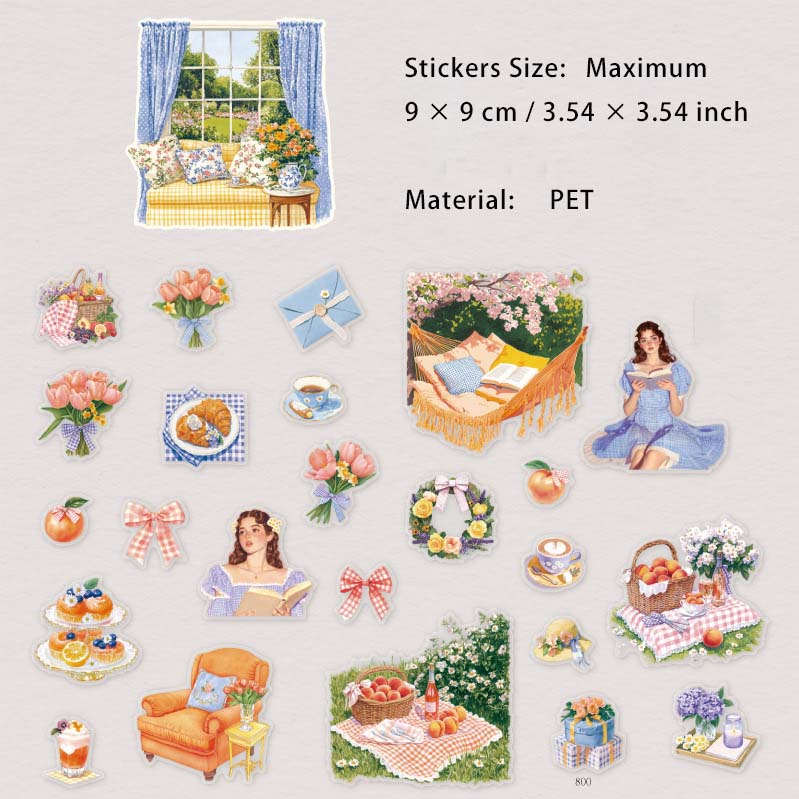 25 Pcs Garden Girl PET Stickers WNYG