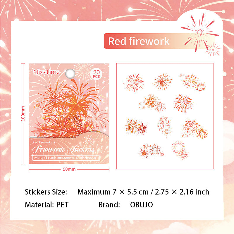 20 Pcs Fireworks PET Stickers YHSS