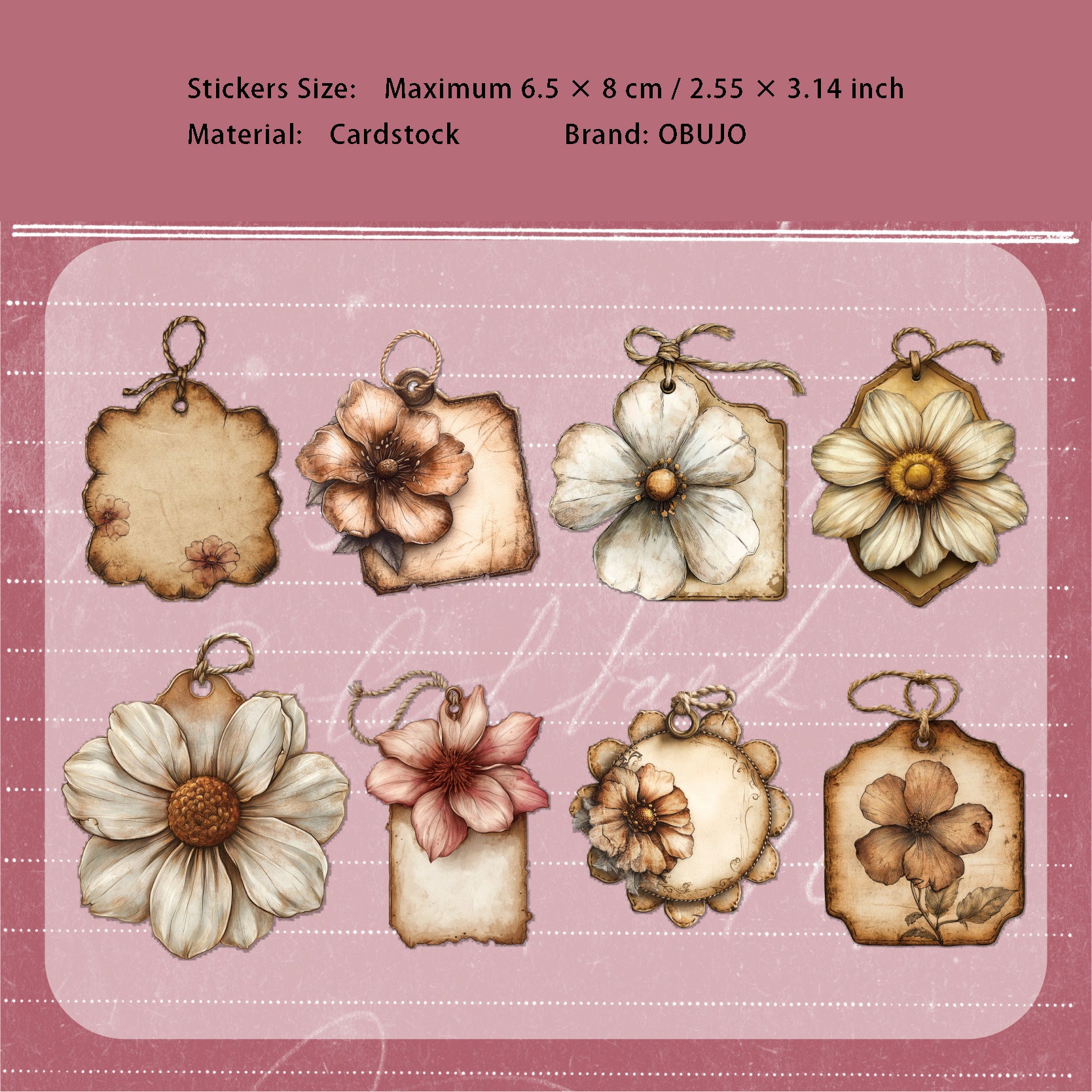 16 Pcs Vintage Lable Cardstock Stickers JQXL