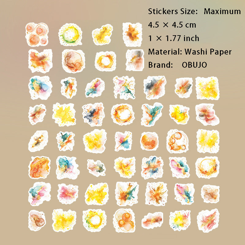 50 Pcs Watercolor Stickers SCYLH