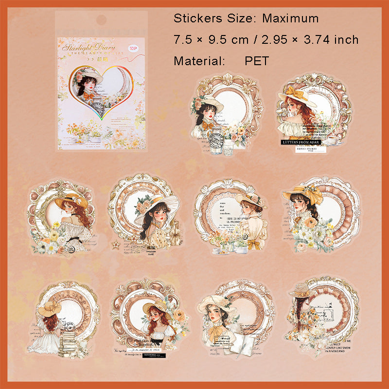 10 Pcs Mirror Girl PET Stickers TDXGRJ