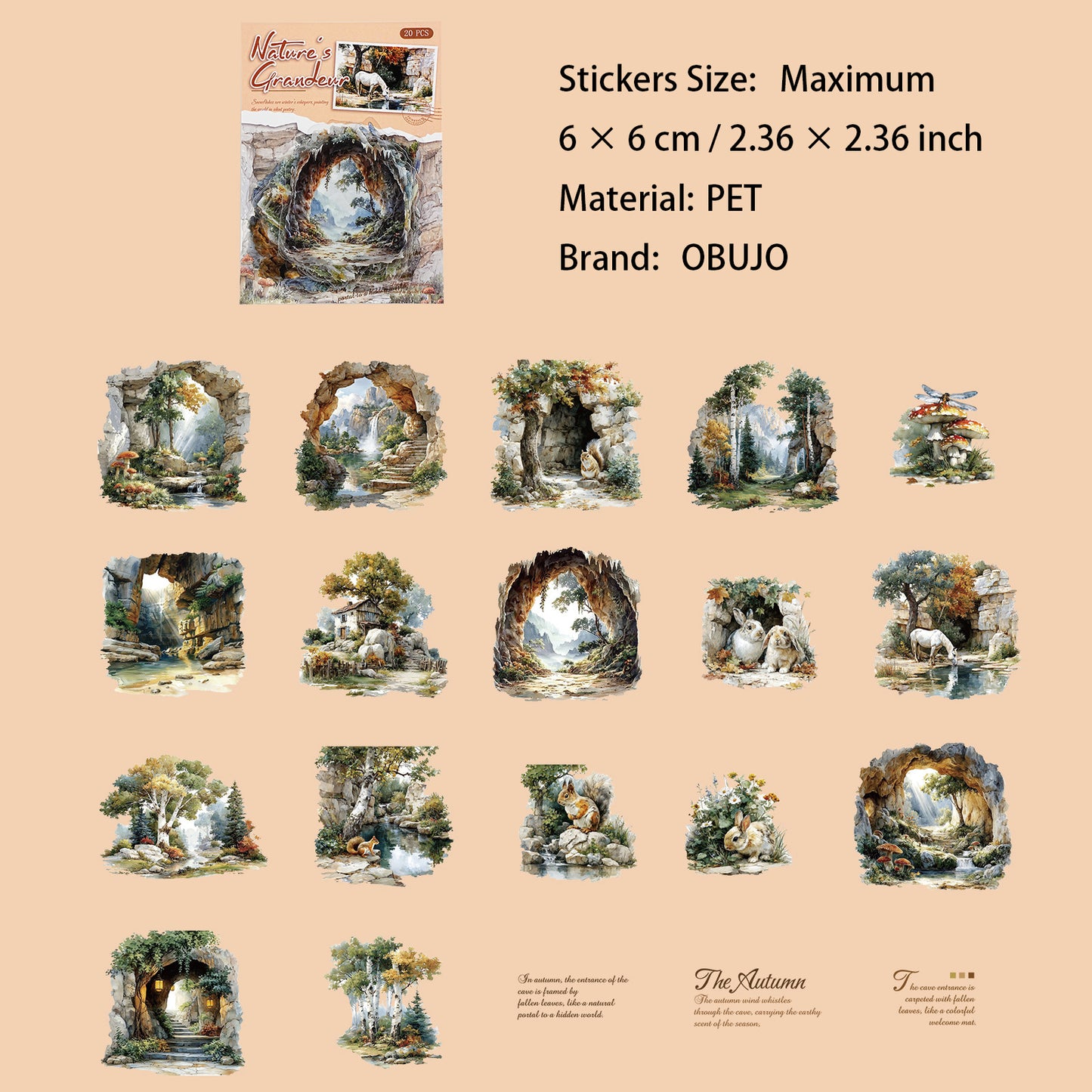 20 Pcs Wild Landscape PET Stickers SHRH