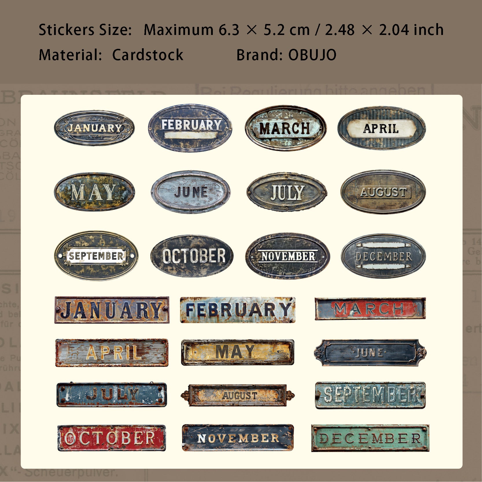 24 Pcs Vintage Number Lable Stickers SFXL