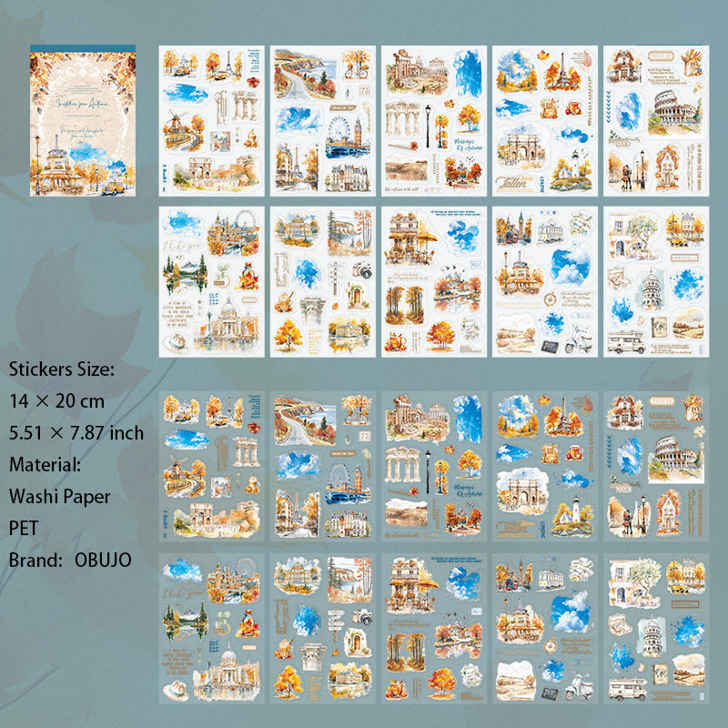 20 Sheets Autumn Theme Stickers Book QTQJ