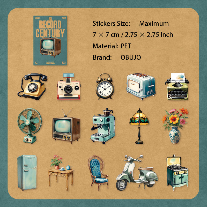 30 Pcs Vintage Journal PET Stickers SJLS