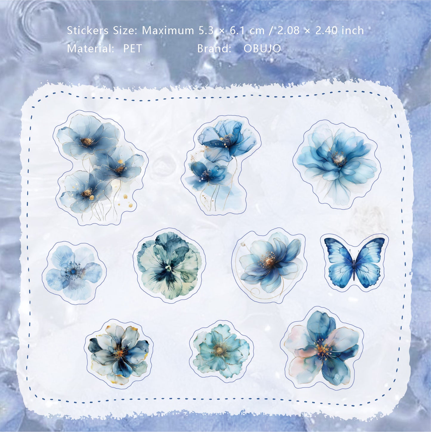 20 Pcs Watercolor Flower PET Stickers LLBXL