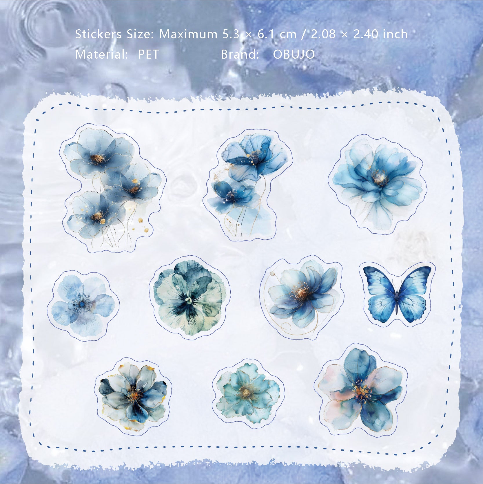 20 Pcs Watercolor Flower PET Stickers LLBXL