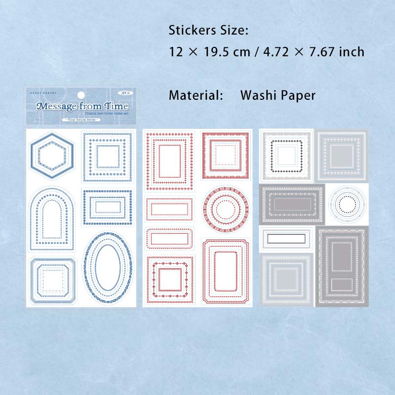3 Sheets Pre-cut Geometry Frame Stickers SJHX