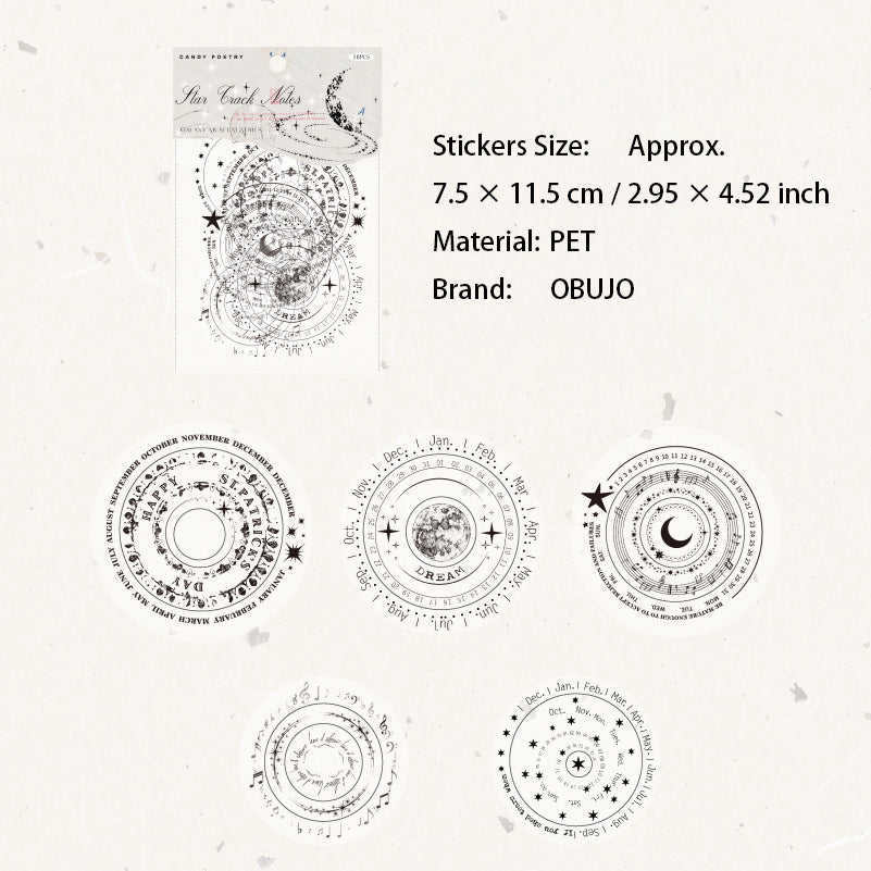 10 Pcs Round Frame PET Stickers YHBWG