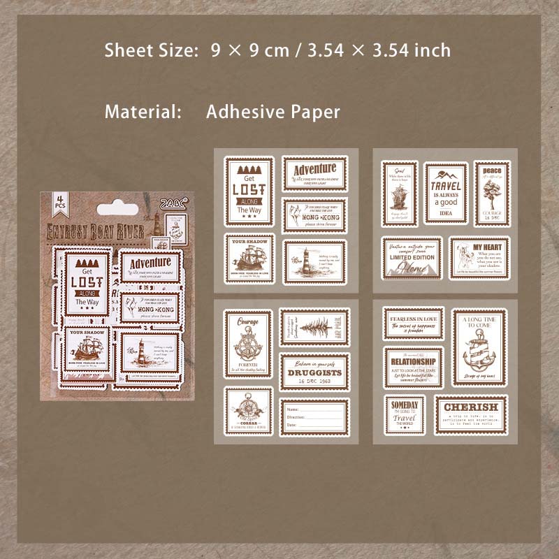 4 Sheets Vintage Scrapbook Stickers CXDY