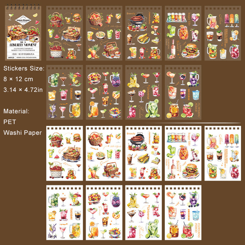 18 Sheets Baking Dinner Theme Stickers Book YXYK