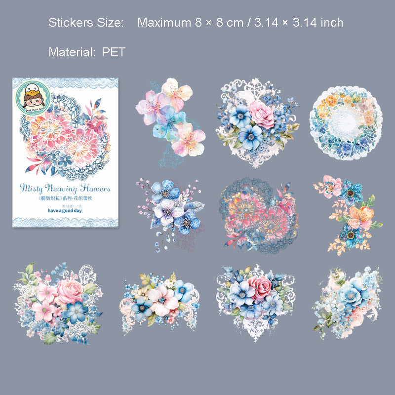 10 Pcs Lace Flower PET Stickers MLZH