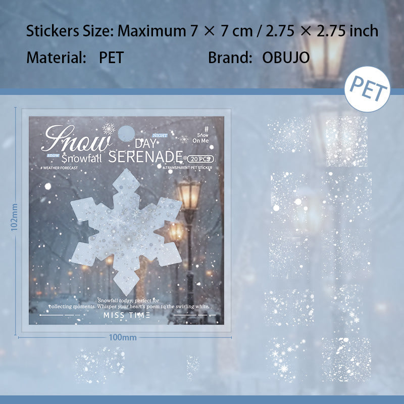 1 Roll Snow Themed PET Stikcers JRYX