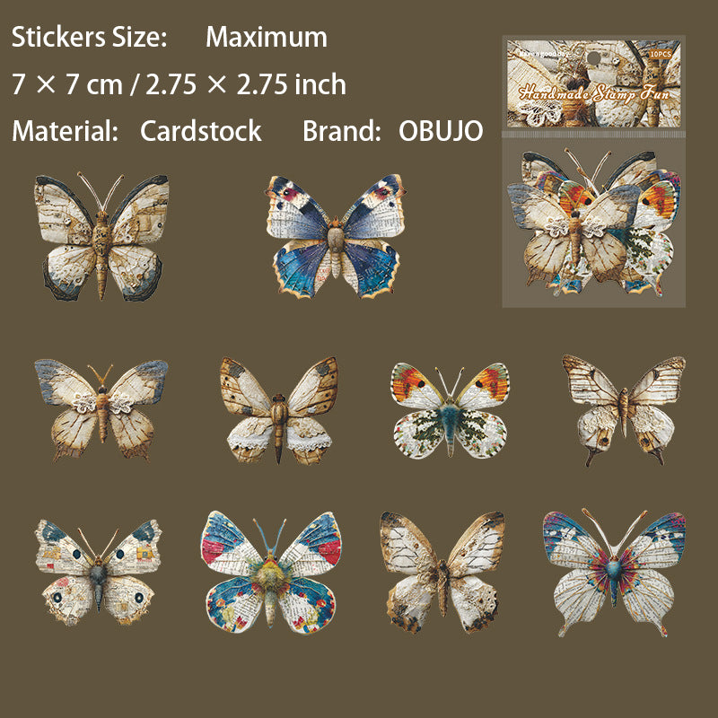 10 Pcs Natural Handmade Themed Stickers SZYQ