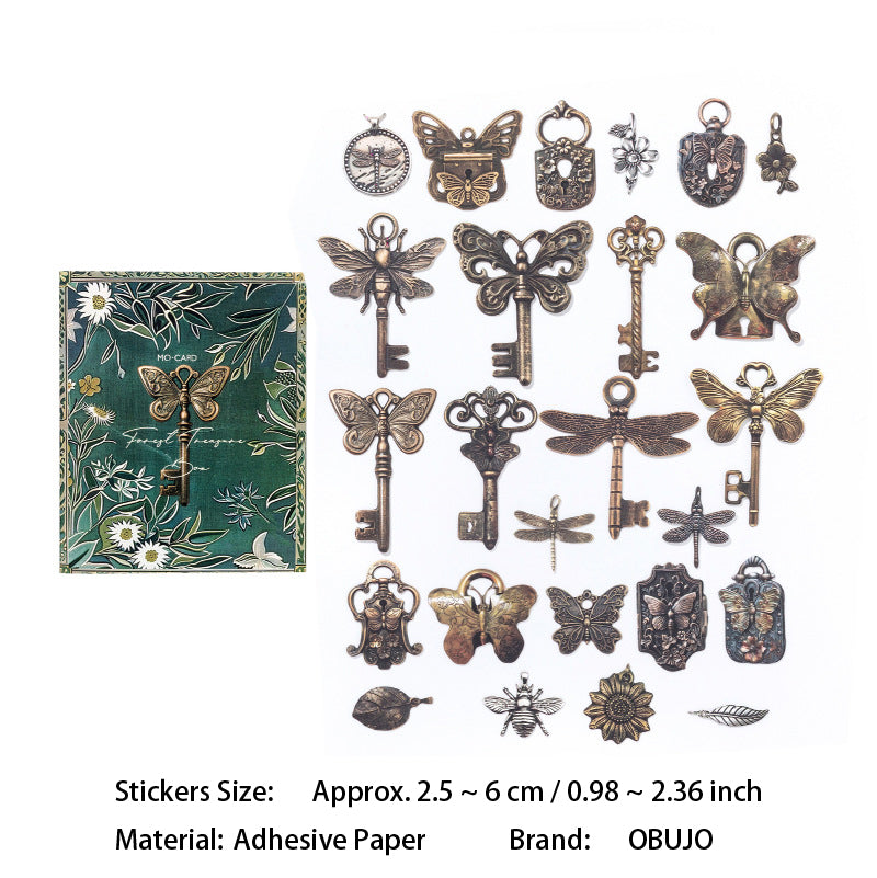 25 Pcs Vintage Key Themed Stickers SMMMB