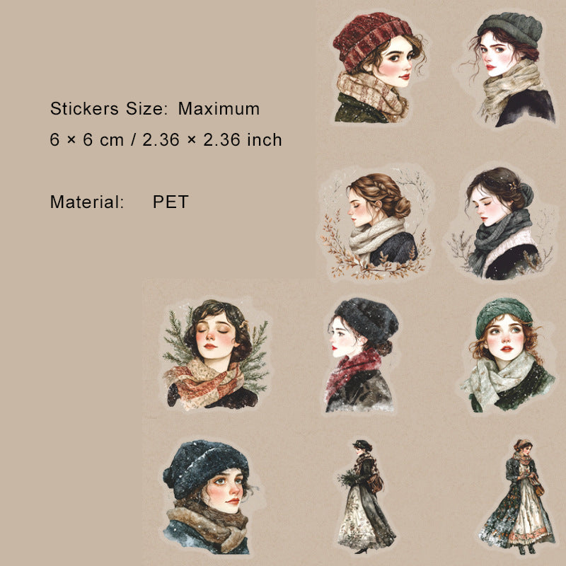 20 Pcs Vintage Lady PET Stickers CXJR