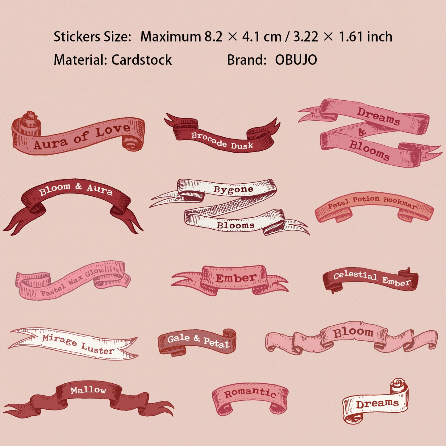 1 Roll Vintage Words Cardstock Stickers XXXL