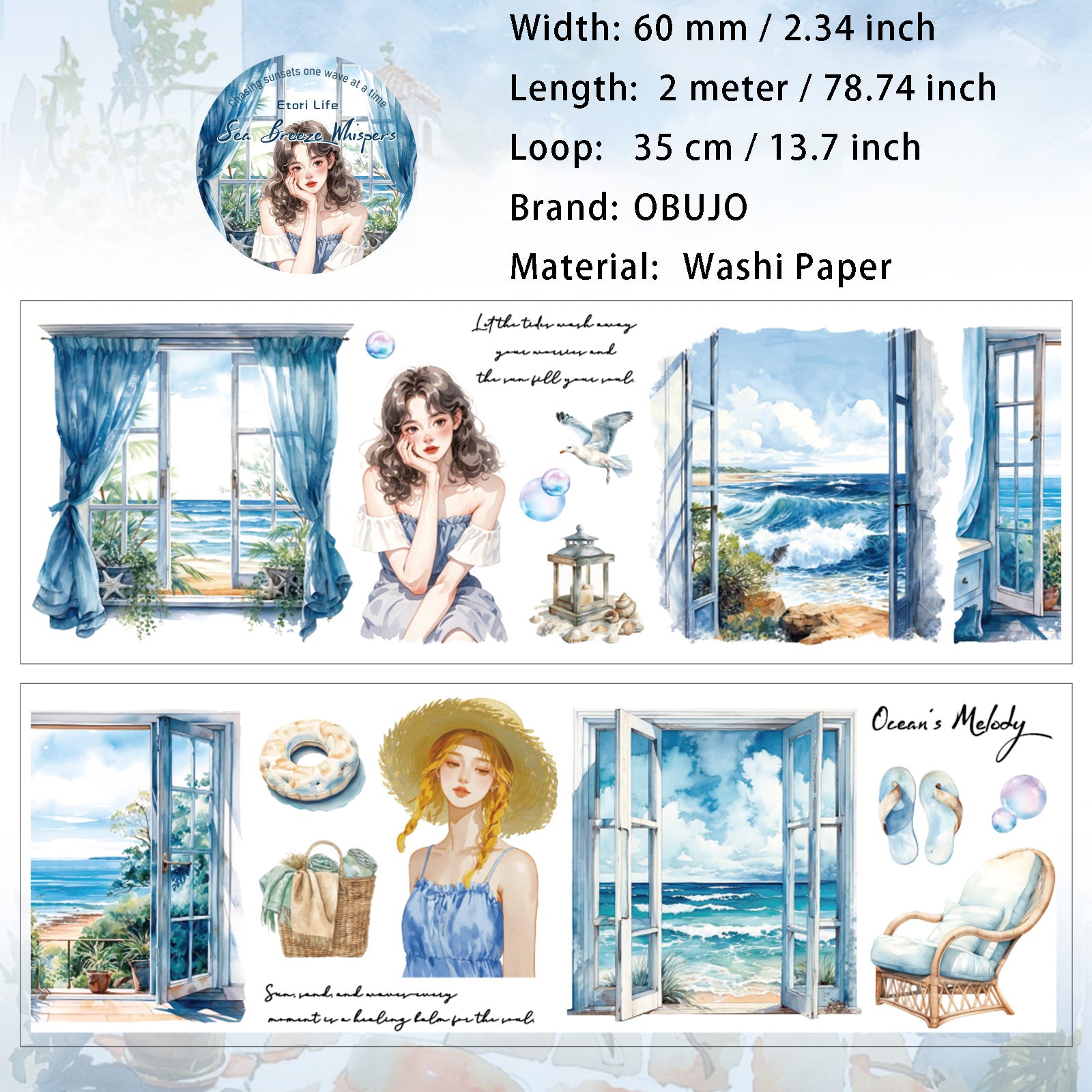 1 Roll Travel Theme Washi Tape YNTX