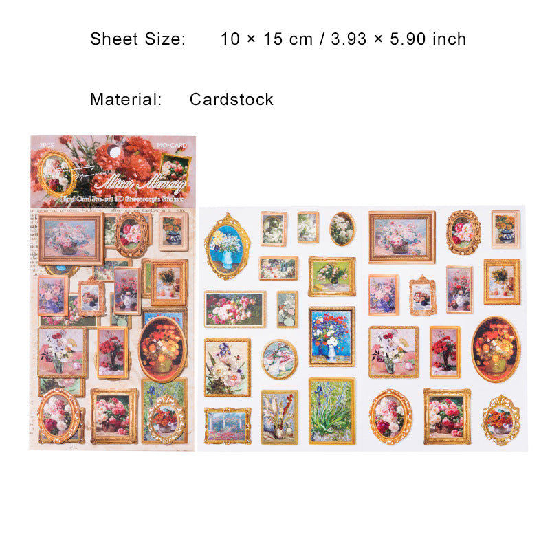 2 Sheets 3D Famous Painting Stickers MHBWG