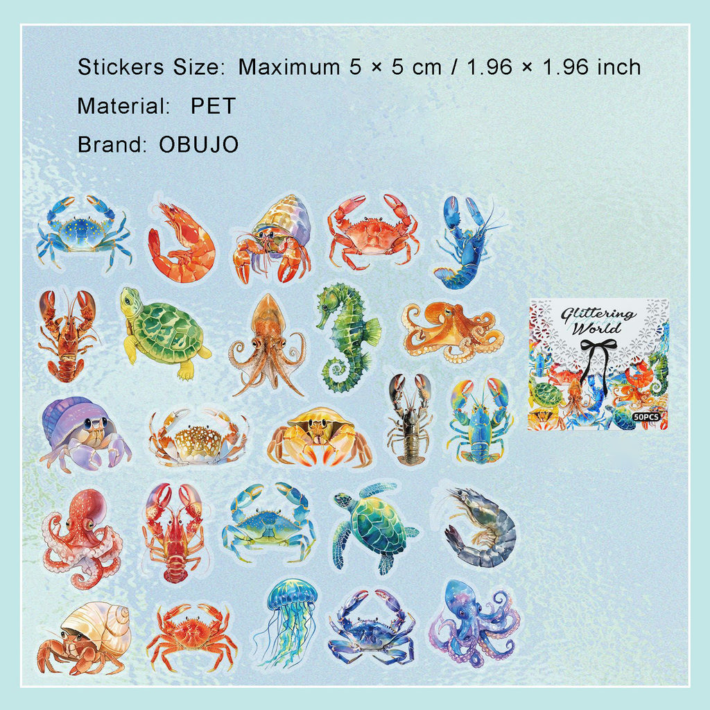 50 Pcs Nature Theme PET Stickers BLSJ