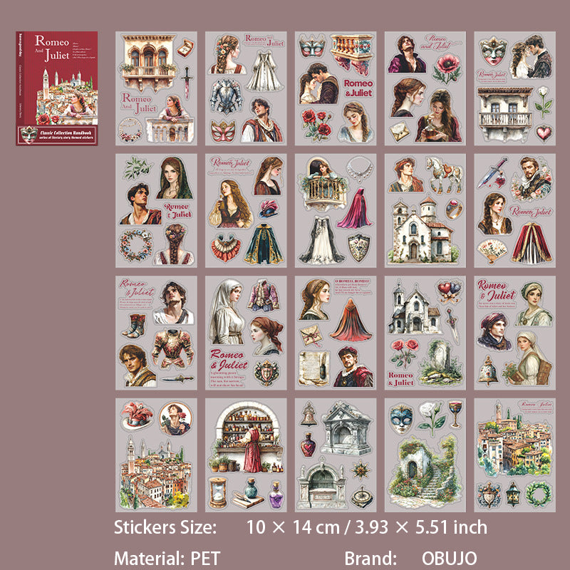 20 Sheets Masterpiece Themed PET Stickers Book MZZCSC