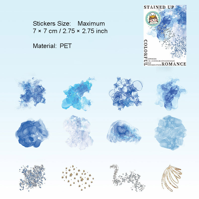 12 Pcs Watercolro PET Stickers RSDCLM