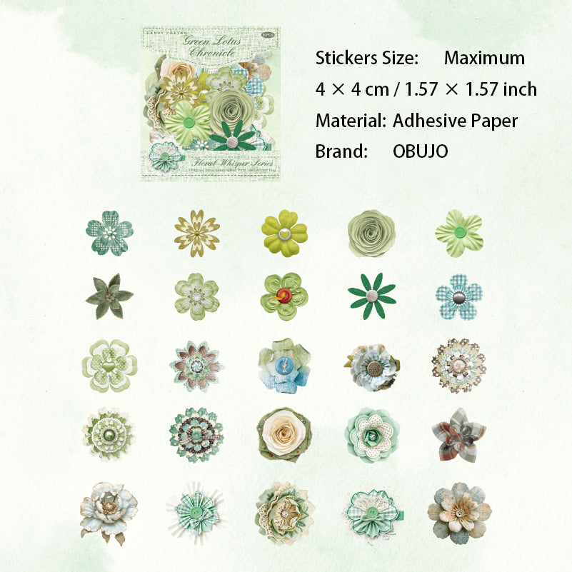 50 Pcs Vintage Flower Stickers JYHX