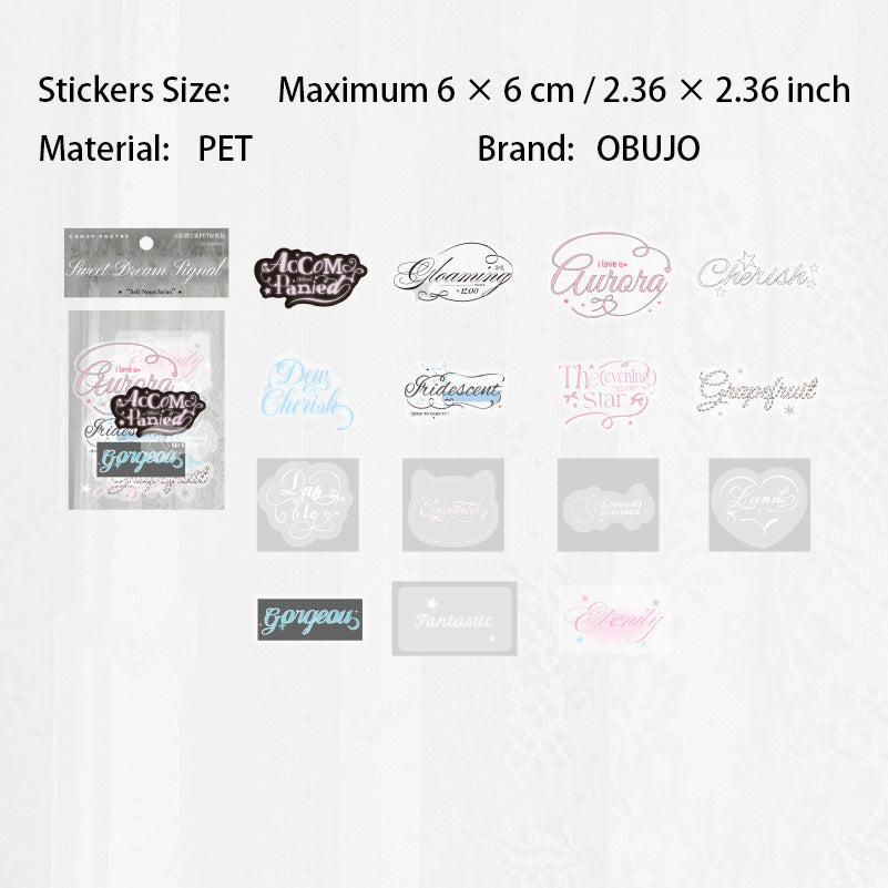 30 Pcs Aesthetic Words PET Stickers RRJS