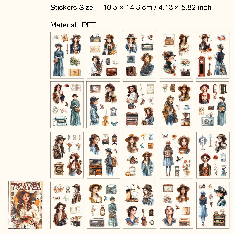 20 Pcs Vintage PET Stickers Book ZSLN