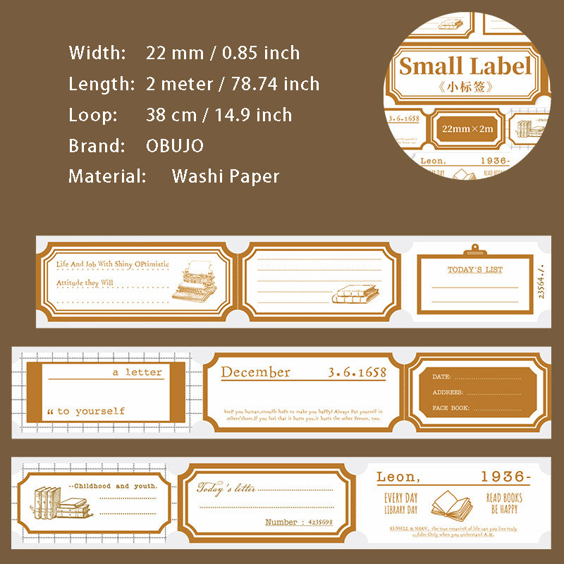 1 Roll Vintage Label Stickers Tape XBQX