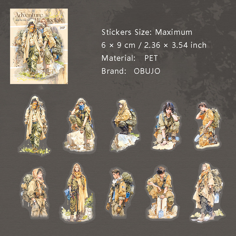 20 Pcs Adventure Boy PET Stickers TXSC