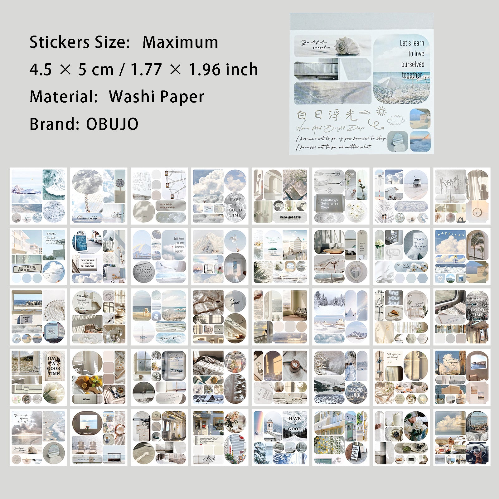 40 Sheets Aesthetics Washi Stickers Book SZLKDF