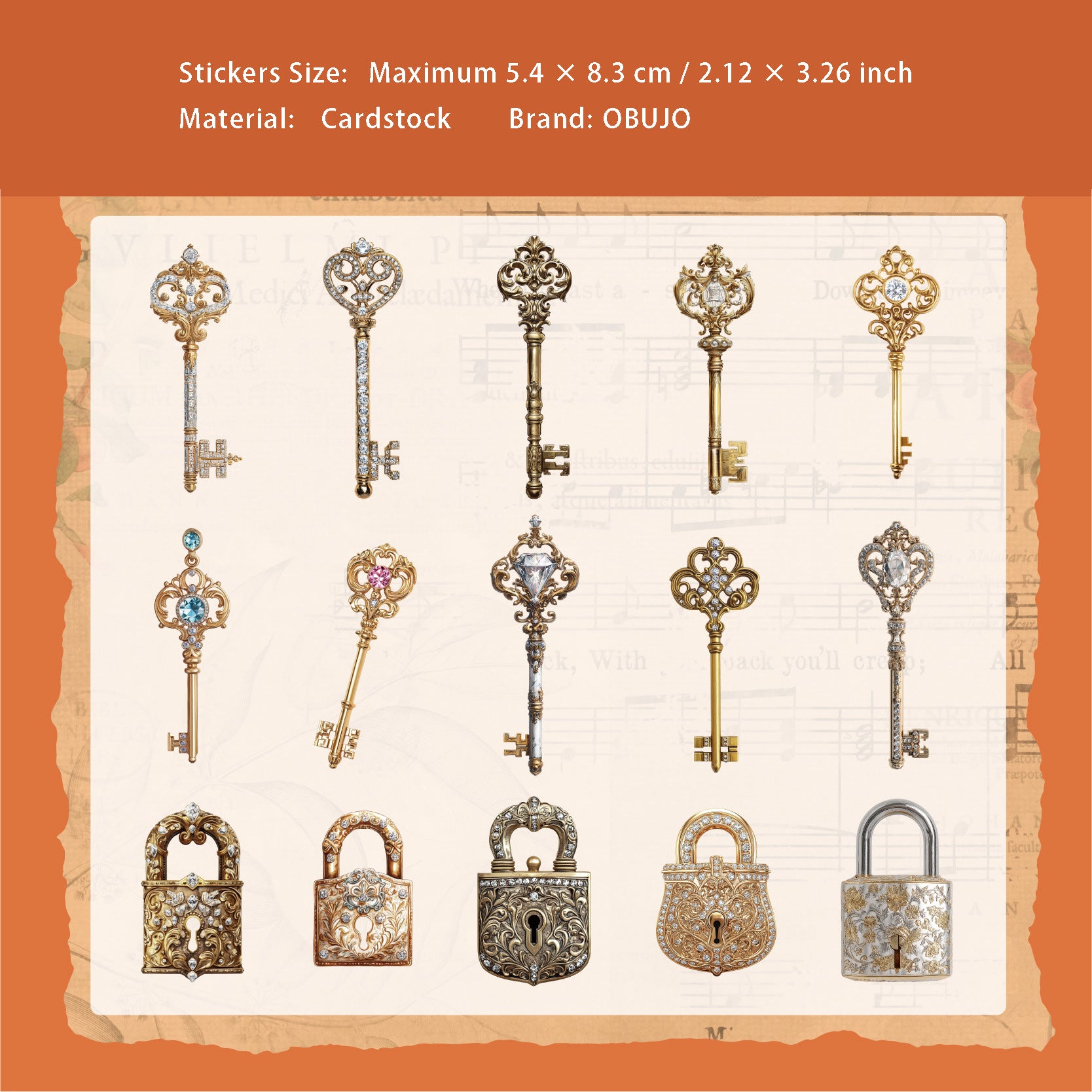30 Pcs Key Lock Cardstock Stickers SYXL