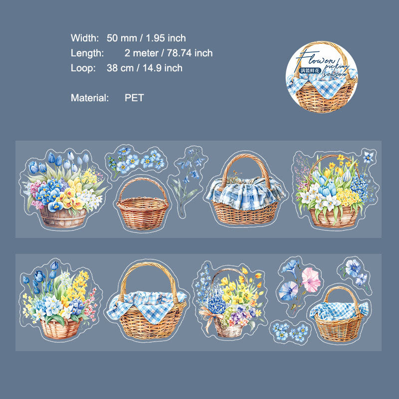 1 Roll Flower Basket PET Stickers Tape CHSJ