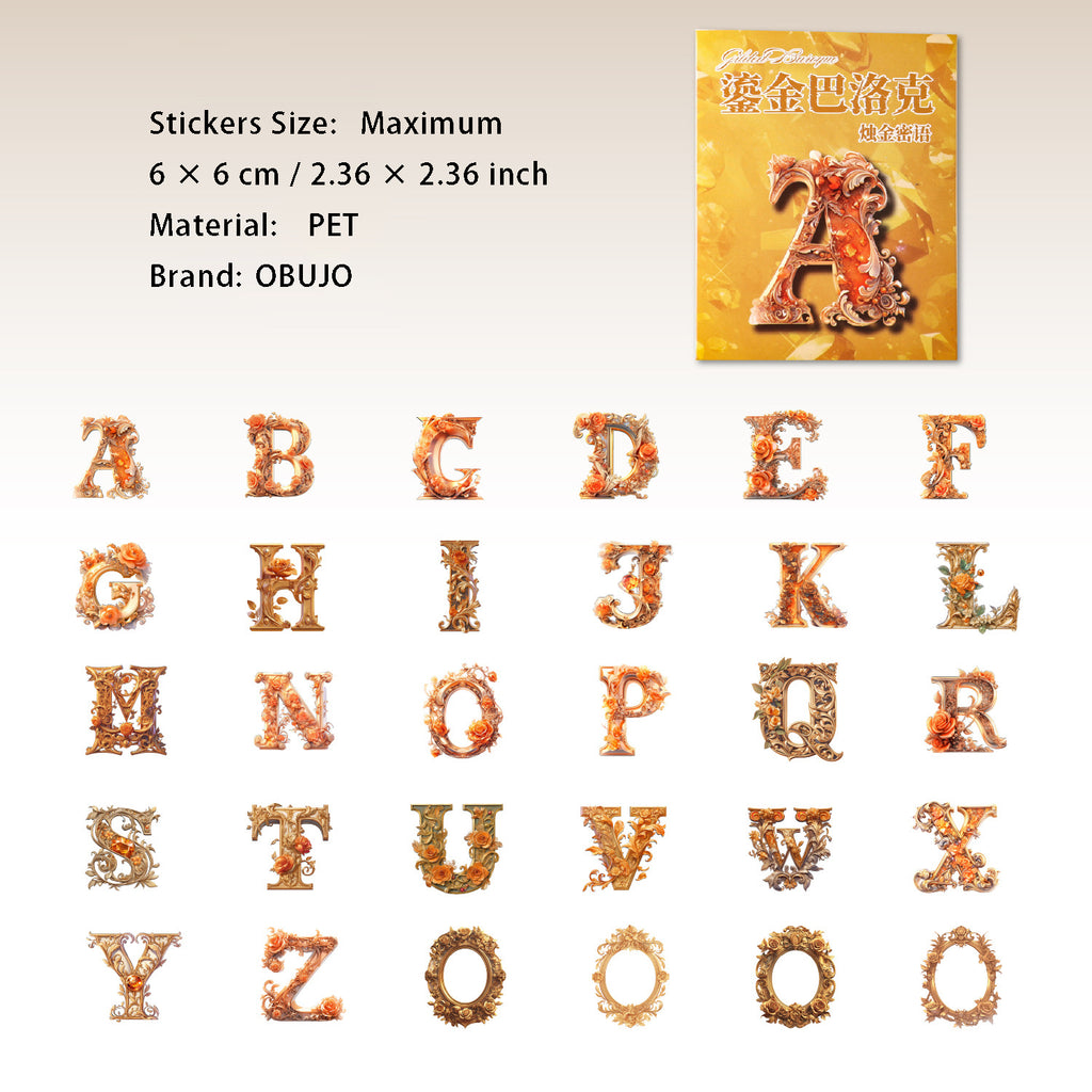 30 Pcs Gothic Alpabet Letter PET Stickers LJBLK