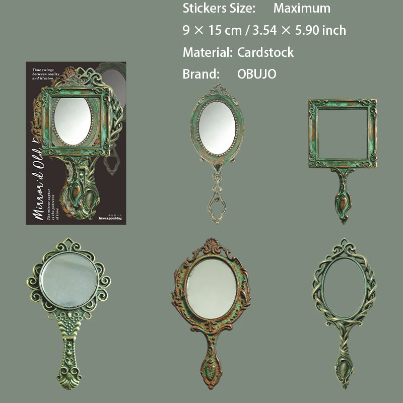10 Pcs Vintage Mirror Jthemed Cardstock Stickers JMXL
