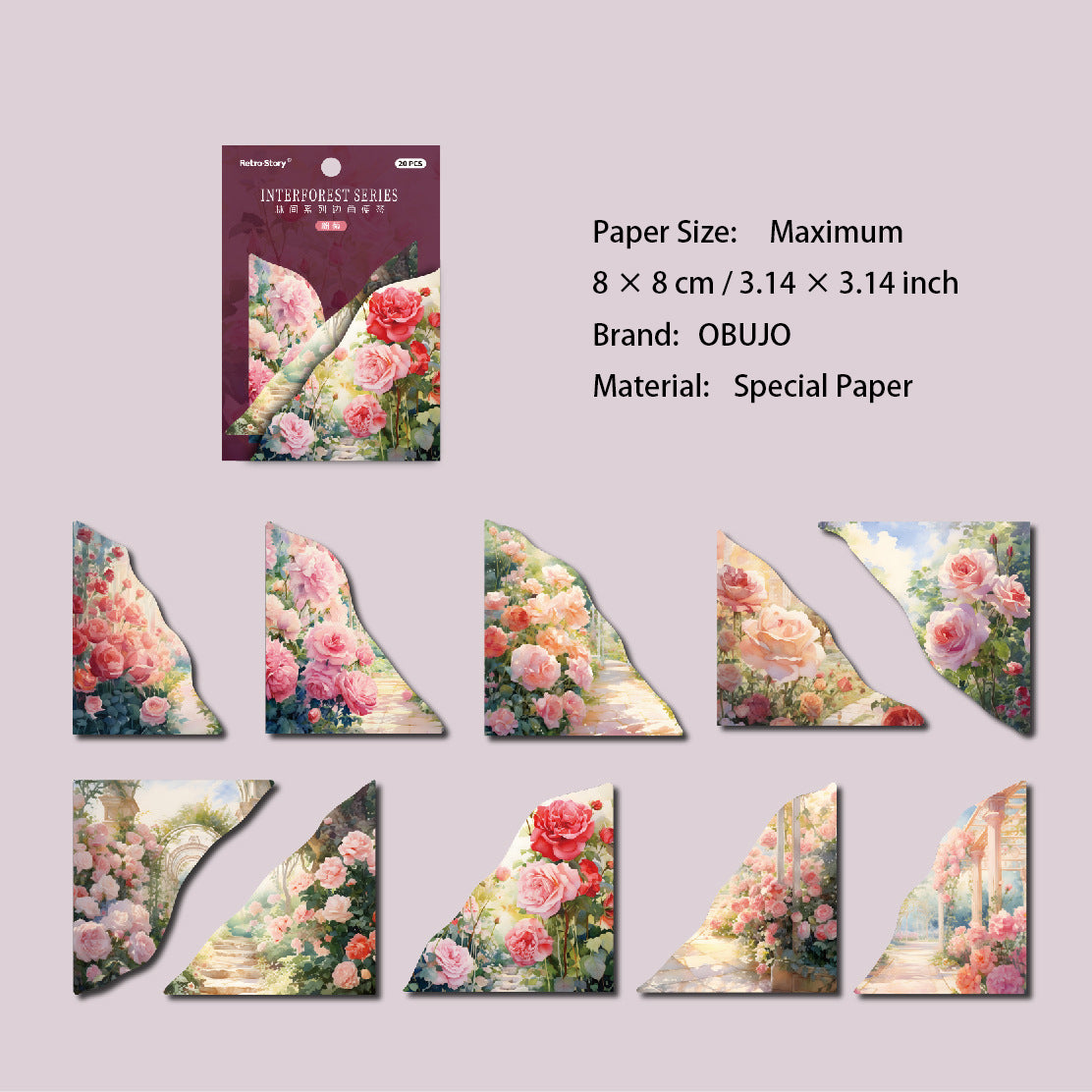 20 Pcs Vintage Corner Journal Paper LJXL