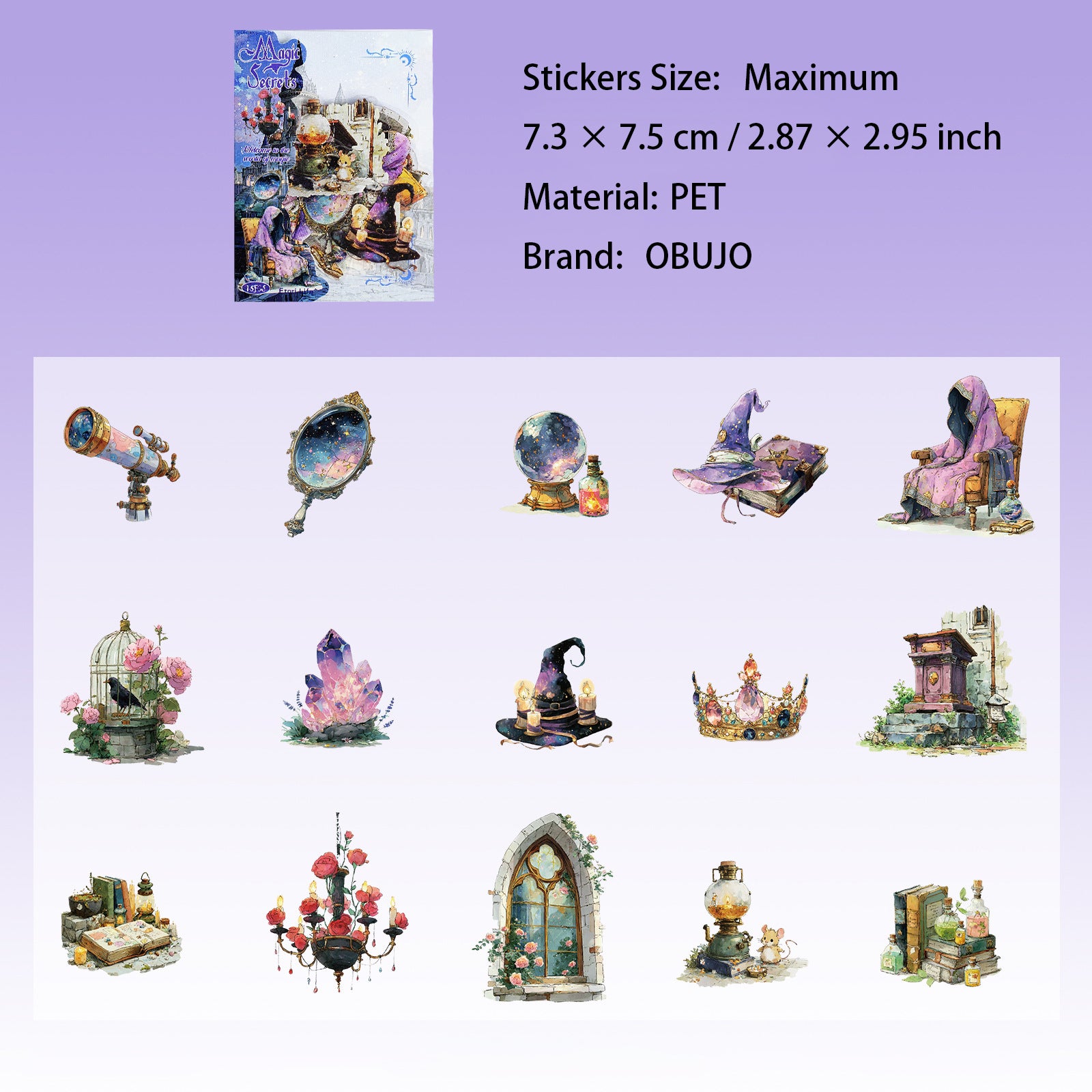 15 Pcs Gothic Magic PET Stickers MFMZ