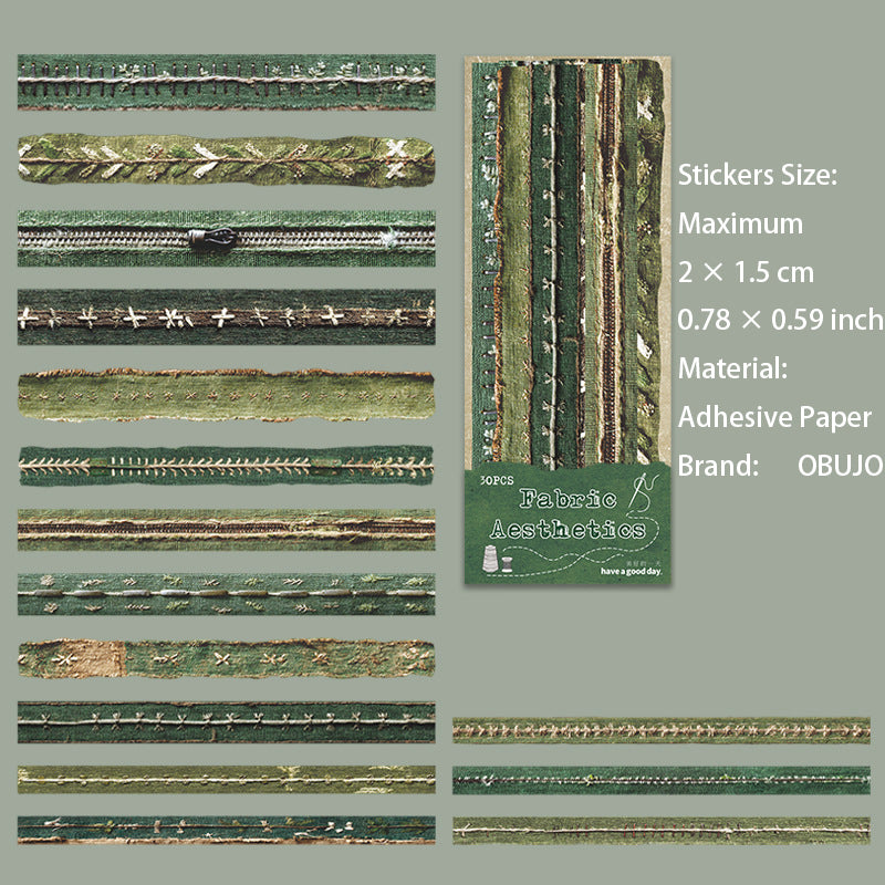 30 Pcs Fabric Themed Jouranl Stickers ZYMX