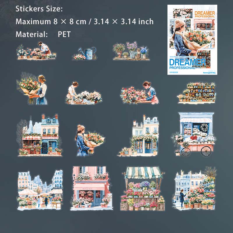 15 Pcs Dream Career PET Stickers ZYMXJ