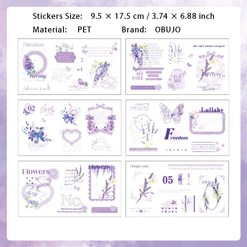 6 Sheets Lace Theme PET Stickers SLFH