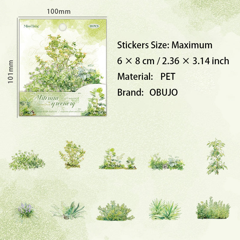 20 Pcs Shell Light Plant PET Stickers LYAR